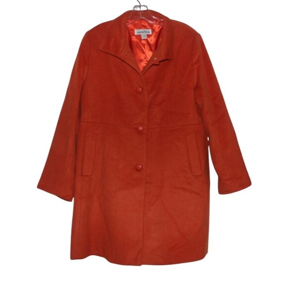 Jonathan Michaels Coat Lambs Wool Blend Orange Lined Single Breasted Sz 10 - Picture 2 of 5